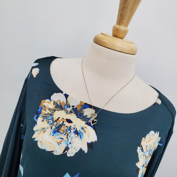 Maurices Chiffon Blouse Womens Size 2XL Teal Floral Long Sleeve Boho Fairy NWT - Picture 5 of 15